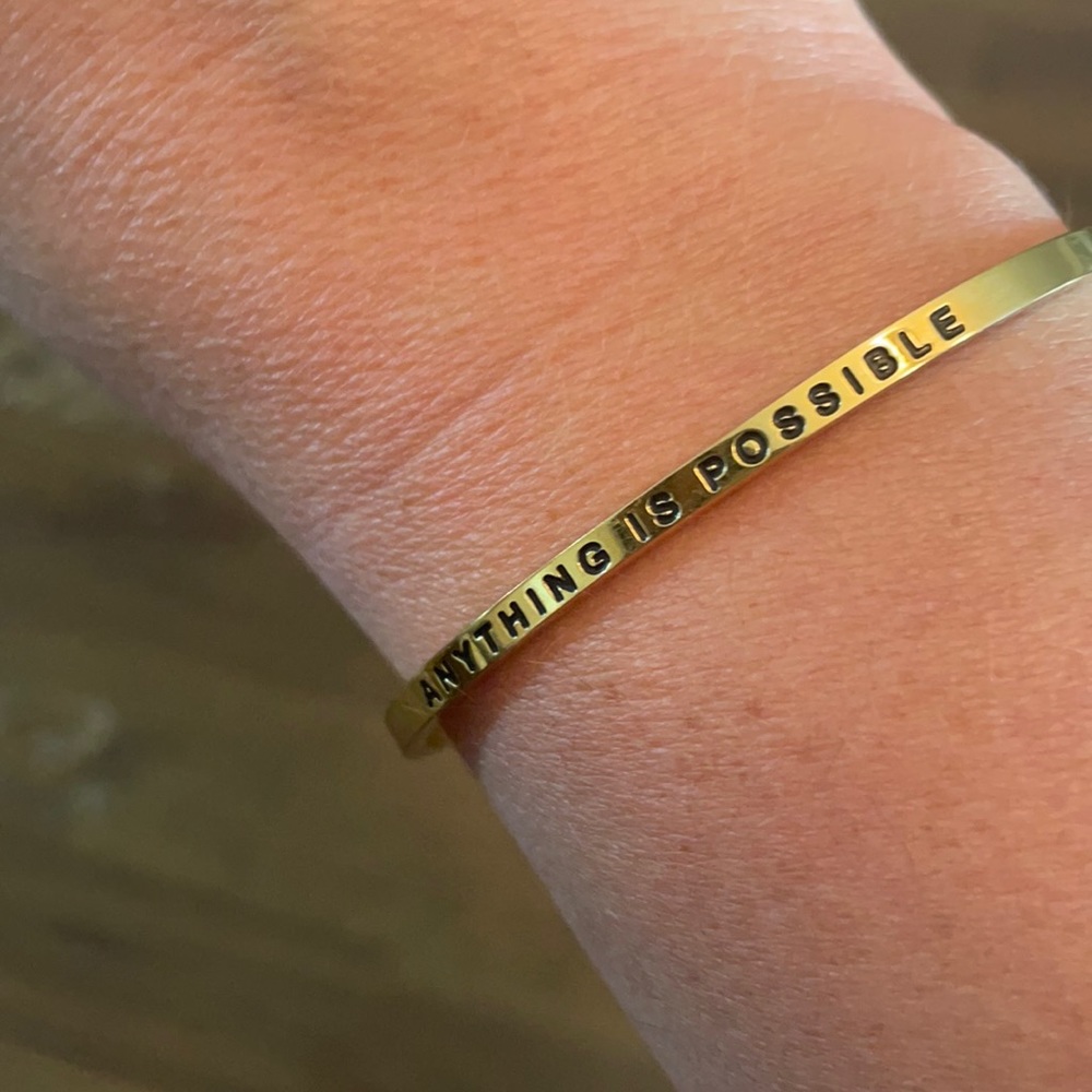 Adjustable and stackable MantraBand bangle in gold